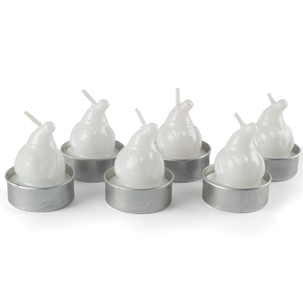 Set Holly 6 lumanari, 5 cm, ceramic, alb