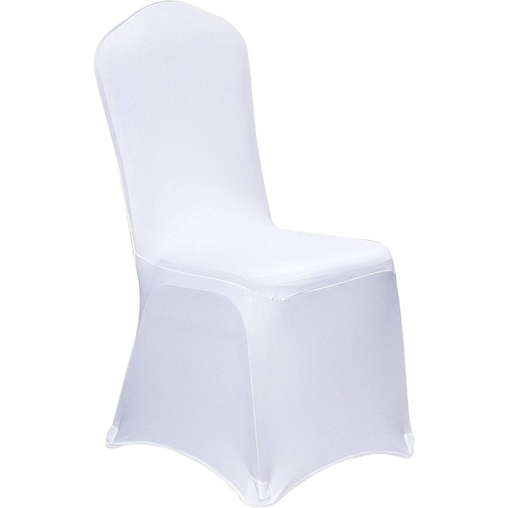 Комплект от 12 универсални покривала за столове, изработени от ликра, еластични, бели, издръжливи и модерен дизайн