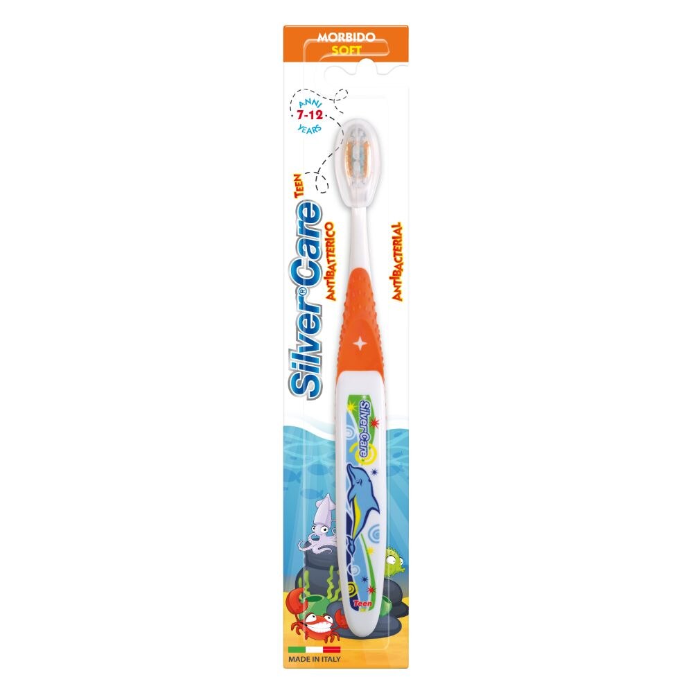 Periuta de dinti pentru copii Silver Care antibacteriana orange 7 - 12 ani