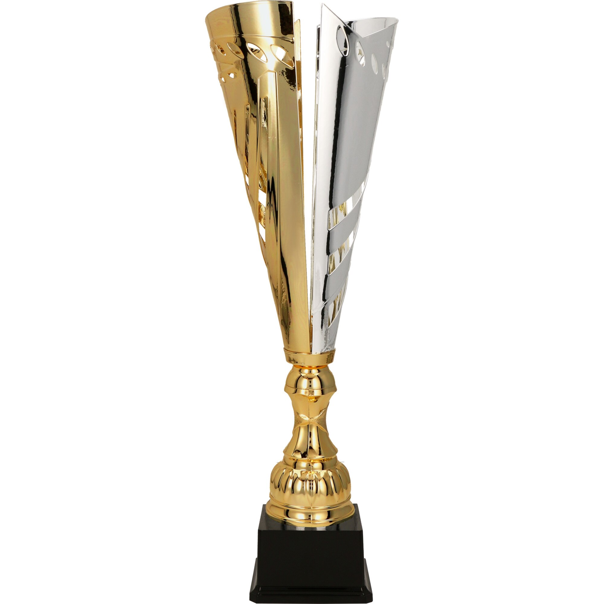 Cupa aurie/argintie Cynka,46cm,cu piedestal din plastic negru