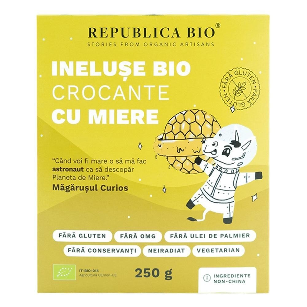 Ineluse Bio crocante cu miere, fara gluten, Republica BIO, bio, 250 g