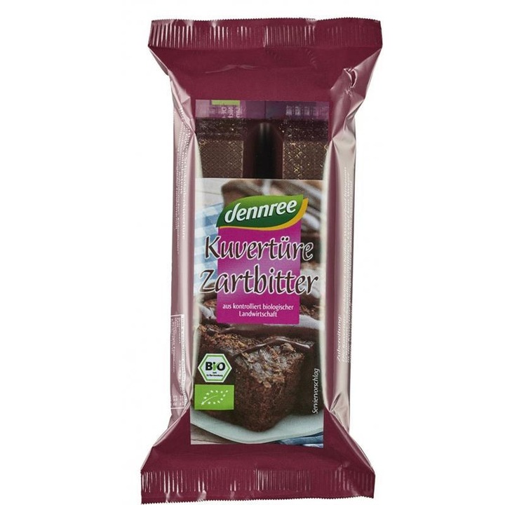 Ciocolata amaruie cuvertura bio, 150g, Dennree