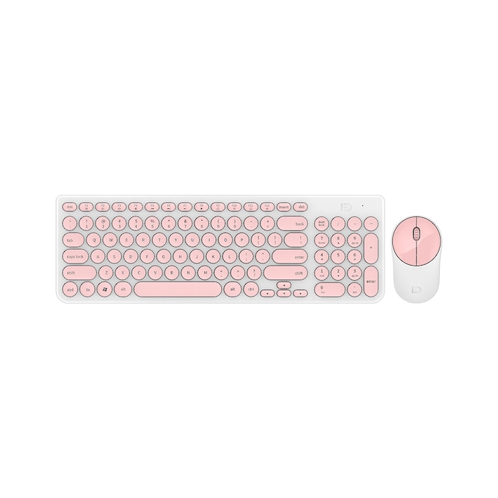 Kit tastatura si mouse, FD, IK6630, Wireless, Alb/Roz