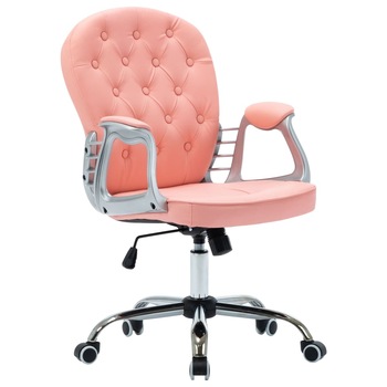 Scaun de birou rotativ, vidaXL, Piele artificiala, 58 x 61 x (91-101) cm, Roz Scaun de birou rotativ, vidaXL, Piele artificiala, 58 x 61 x (91-101) cm, Roz