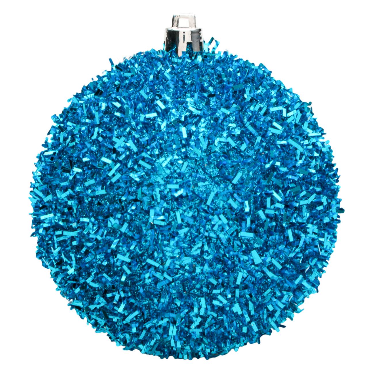 Set 6 globulete, Zola®, pentru bradut, albastre, model Tinsel, 8 cm