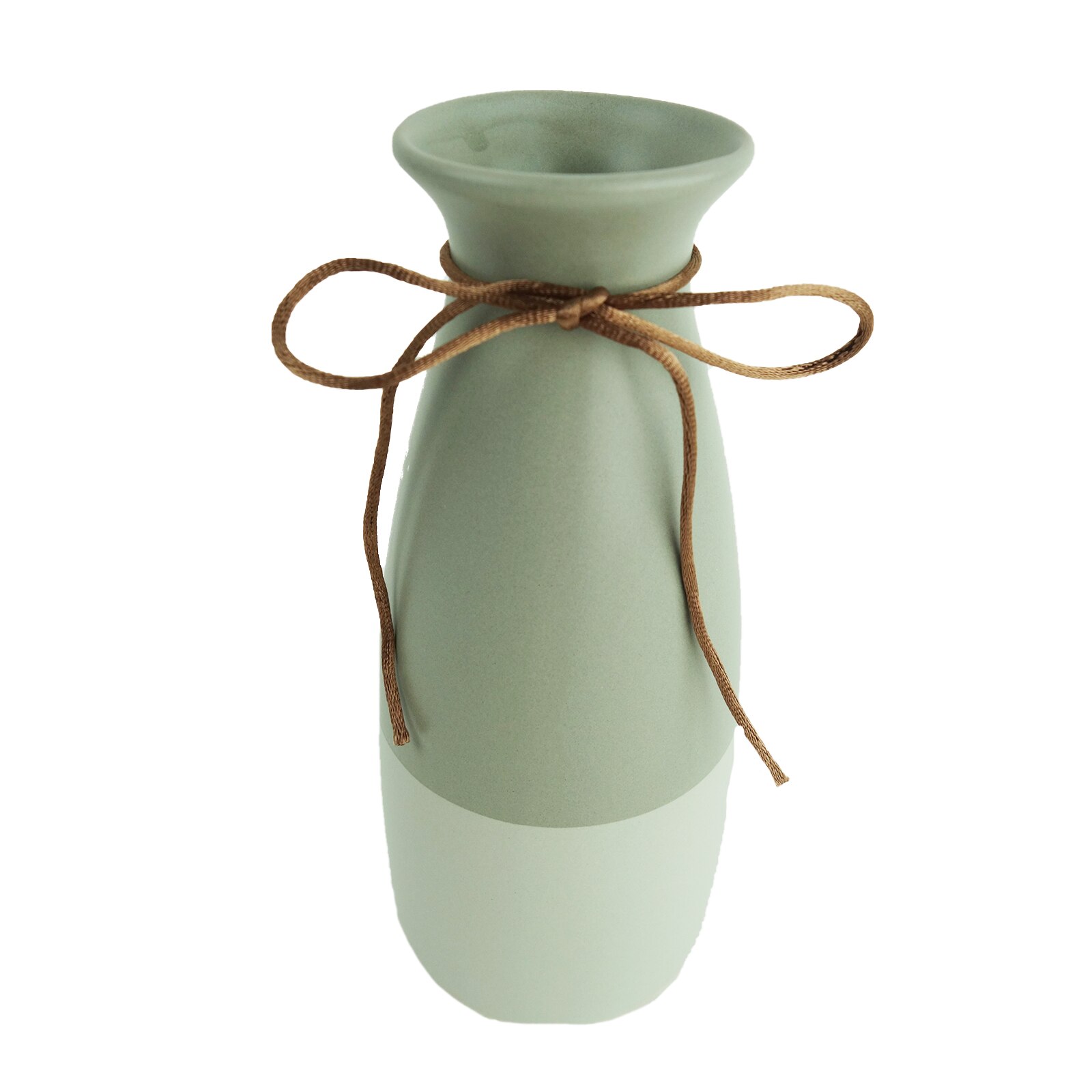 Vaza decorativa accesorizata cu fundita, gri, 22 cm