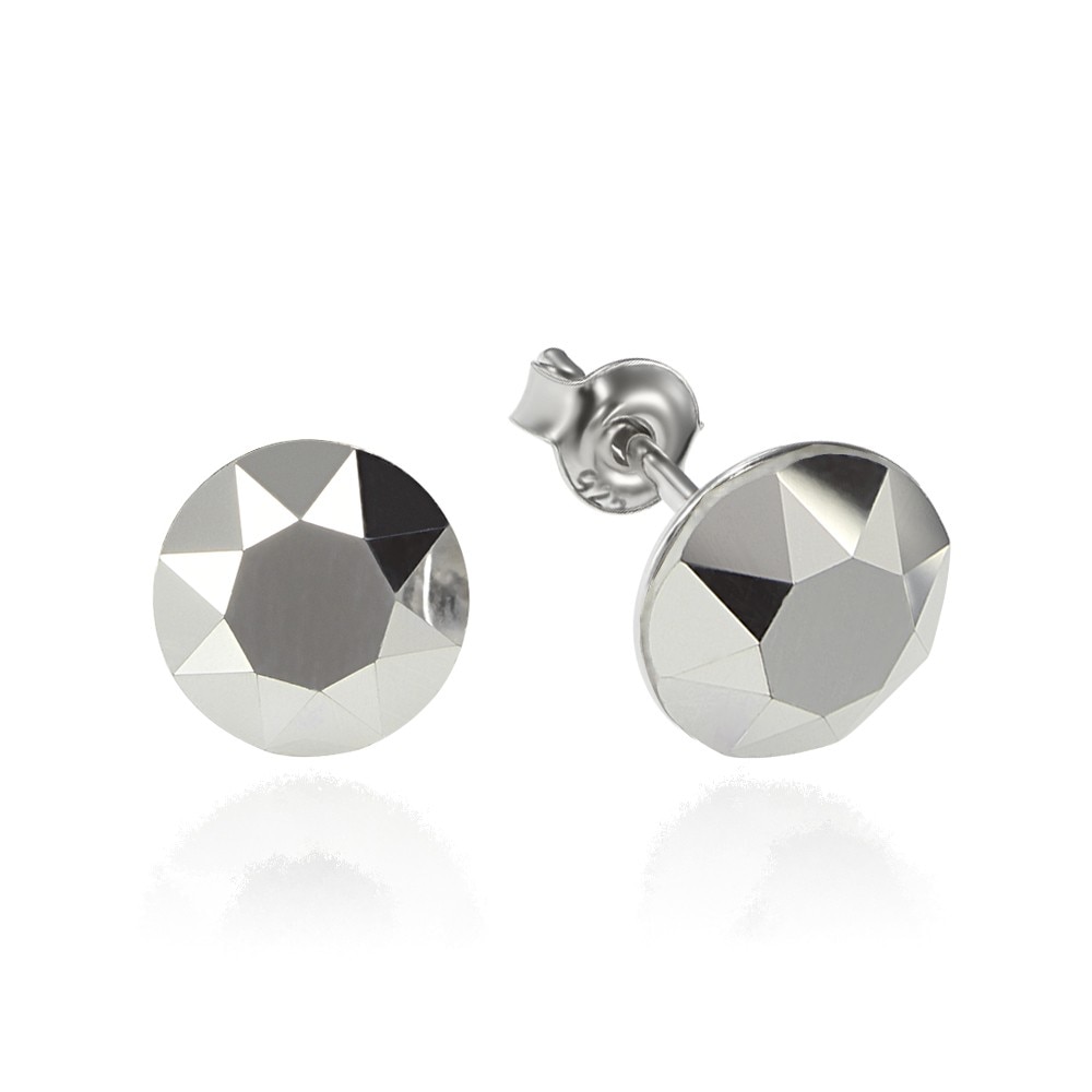 Cercei Argint 925 placat cu rodiu cu cristale Swarovski® Xirius Light Chrome 8mm Surub