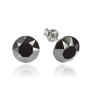 Cercei Argint 925 placat cu rodiu cu cristale Swarovski® Xirius Jet Hematite 8mm Surub Cercei Argint 925 placat cu rodiu cu cristale Swarovski® Xirius Jet Hematite 8mm Surub