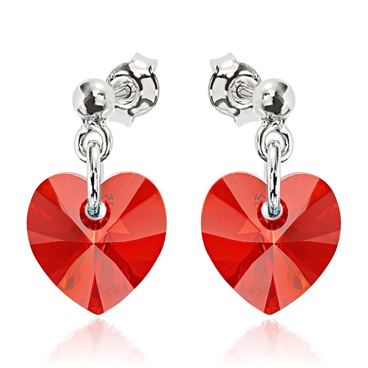 Fülbevaló ezüst 925 ródium bevonattal kristályokkal® Heart Light Siam 10 mm csavar