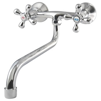 Baterie baie sau bucatarie cu prindere pe perete , pipa lunga, crom , stilo dubla comanda Baterie baie sau bucatarie cu prindere pe perete , pipa lunga, crom , stilo dubla comanda