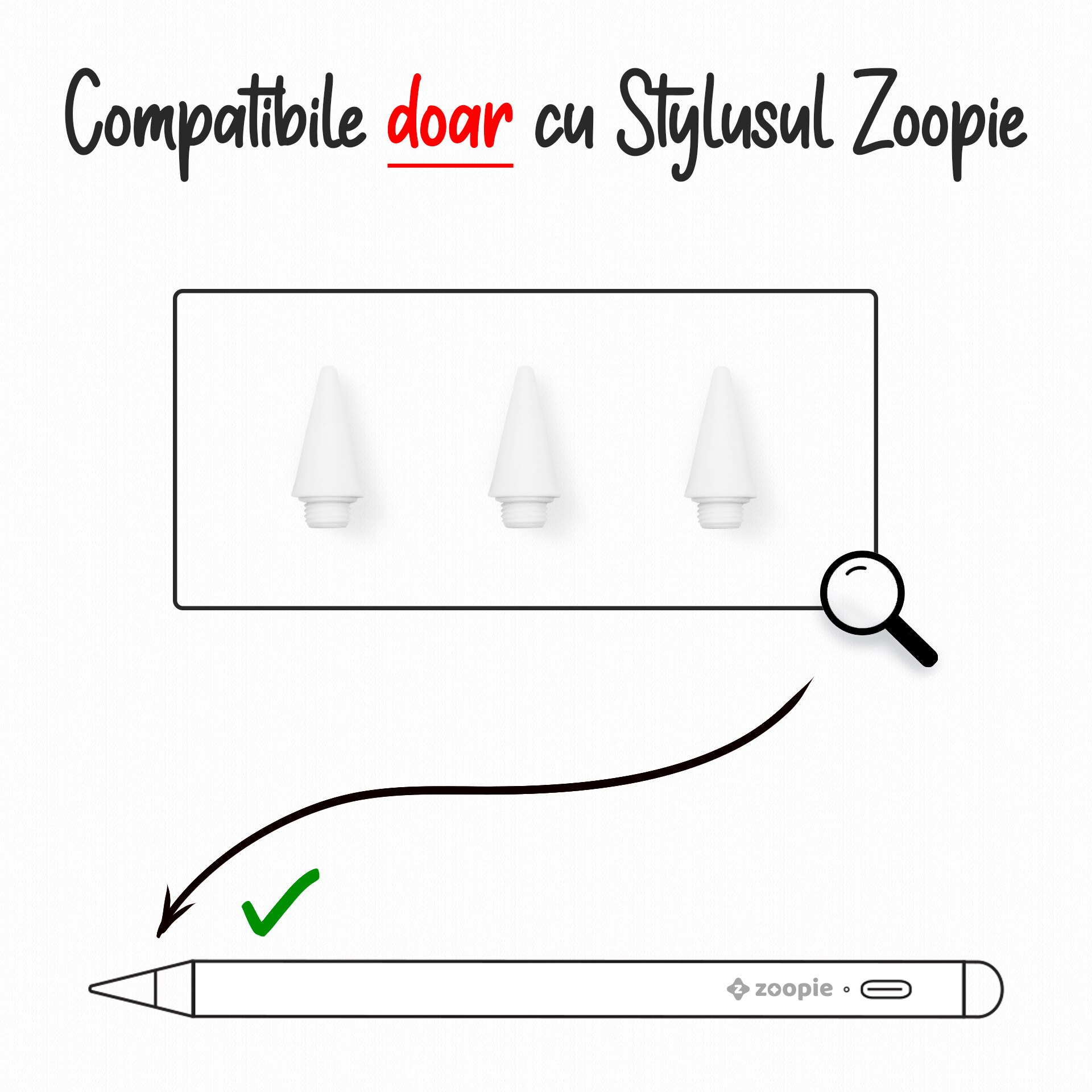 Set Rezerva Stylus iPad touch pen Zoopie, Alb, 3 buc eMAG.ro