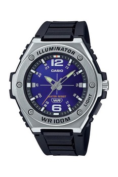 Casio, Ceas din otel inoxidabil cu o curea de rasina, Negru/Argintiu inchis Casio, Ceas din otel inoxidabil cu o curea de rasina, Negru/Argintiu inchis