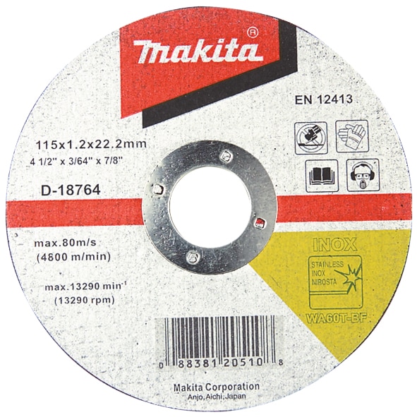 Set 10 bucati disc taiere inox, MAKITA, 115x1,2 mm