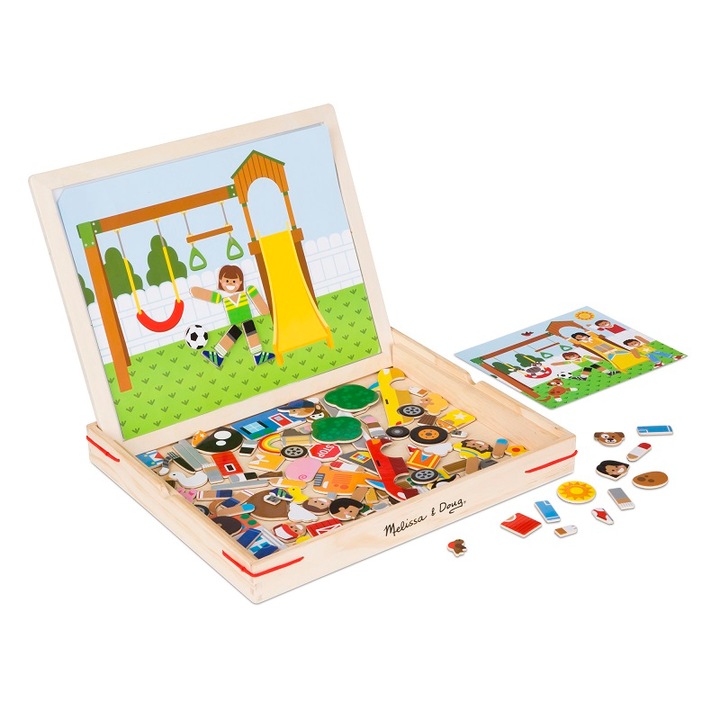 Melissa & Doug Fából készült mágneses elhelyező játék, többszínű, 119 mágnes