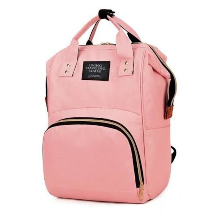 Pelenkázó táska vízálló kivitelben, többfunkciós pelenkázó hátizsák - Rózsaszín