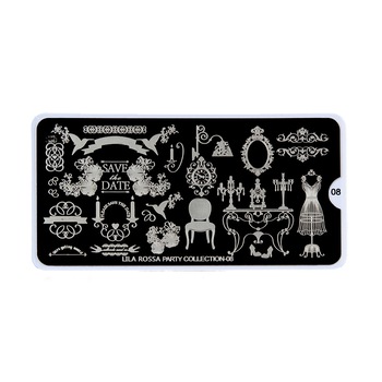 Matrita stampila unghii, Lila Rossa, Party Collection, model mic, 6x12 cm, 08 Matrita stampila unghii, Lila Rossa, Party Collection, model mic, 6x12 cm, 08