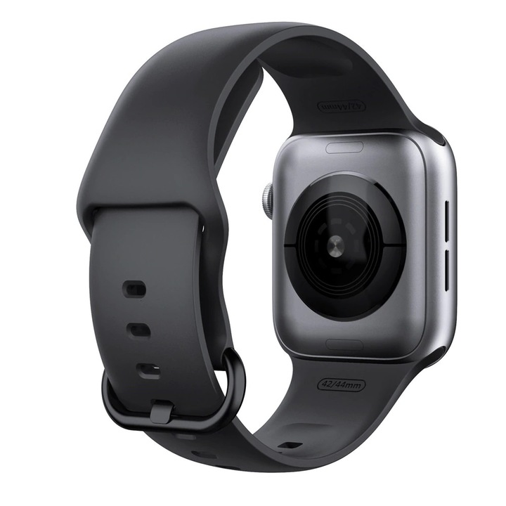 Apple Watch szíj 1 2 3 4 5 6, Sport, szilikon, 40 mm, fekete