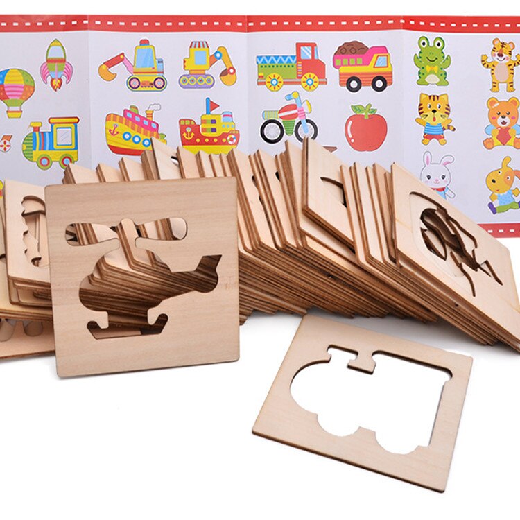 Joc educativ cu sabloane pentru colorat, 56 piese, Unitoys