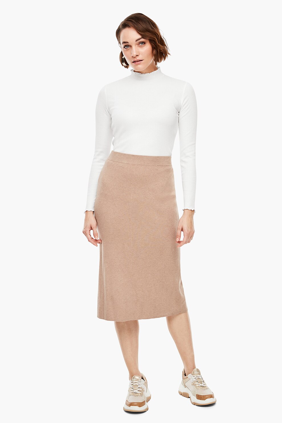 s.Oliver, Bluza cu guler cu volane, Alb, L