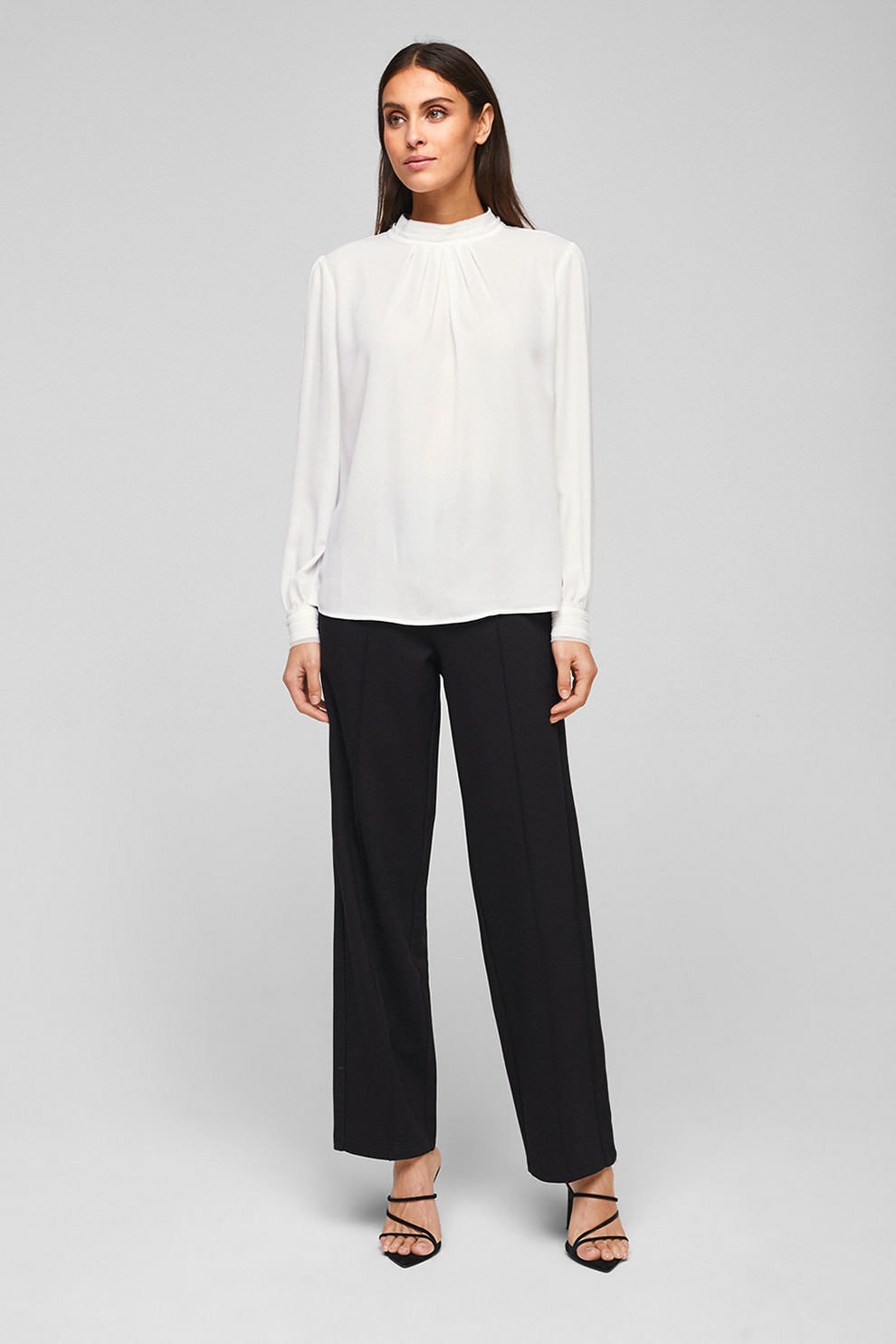 s.Oliver, Bluza vaporoasa cu guler scurt, Alb