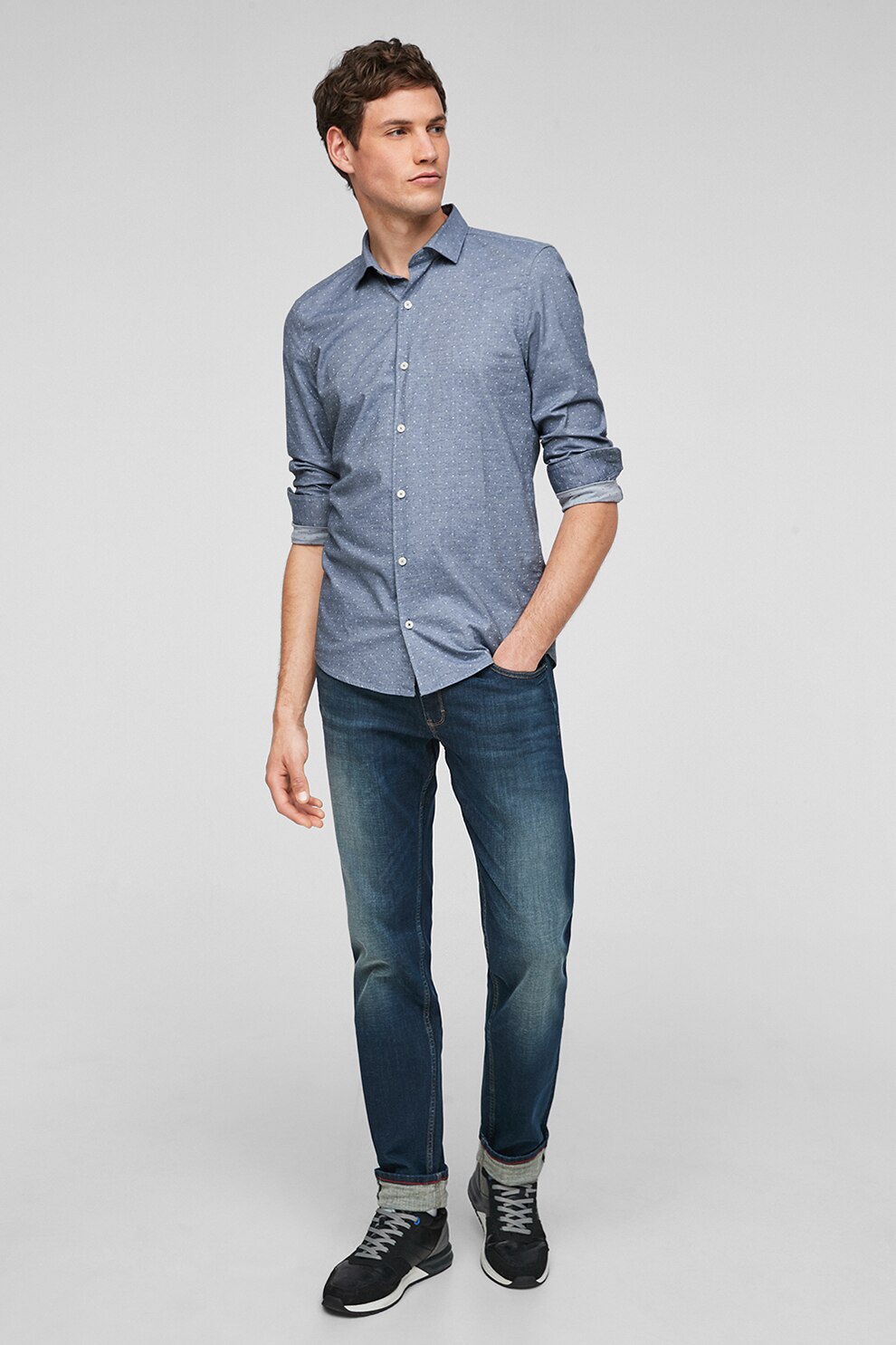 s.Oliver, Camasa cu guler clasic, Albastru prafuit, S