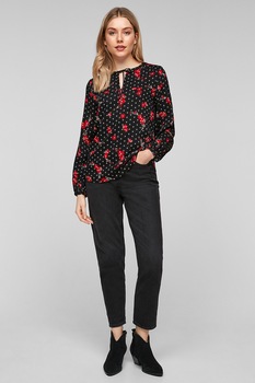 s.Oliver, Bluza cu decupaj, Negru/Rosu s.Oliver, Bluza cu decupaj, Negru/Rosu