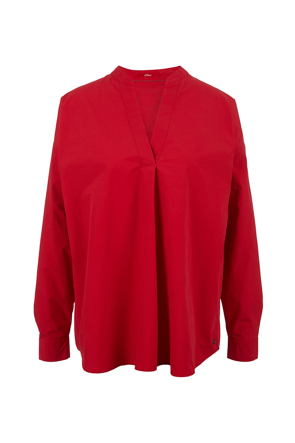 s.Oliver, Bluza de bumbac cu decolteu in V, Rosu