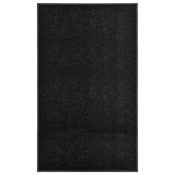 Covoras de usa lavabil, vidaXL, Tesatura, 90 x 150 cm, Negru Covoras de usa lavabil, vidaXL, Tesatura, 90 x 150 cm, Negru