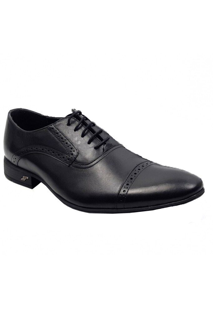 Pantofi barbati Oxford, Ciucaleti, din piele naturala, Negru, - 740N, Negru