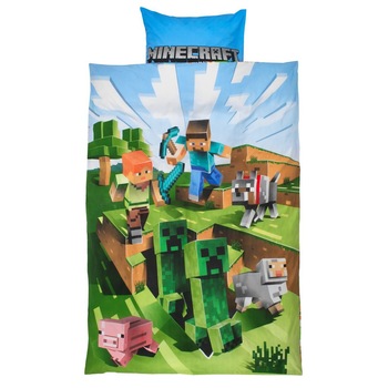 Lenjerii de pat 1 persoana, Zola®, Disney, Minecraft, 140x200 cm Lenjerii de pat 1 persoana, Zola®, Disney, Minecraft, 140x200 cm