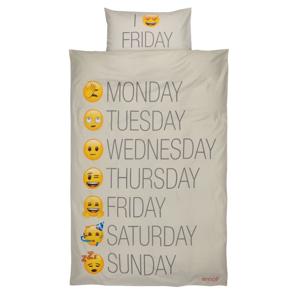 Lenjerii de pat 1 persoana, Zola®, Emoji, 140x200 cm