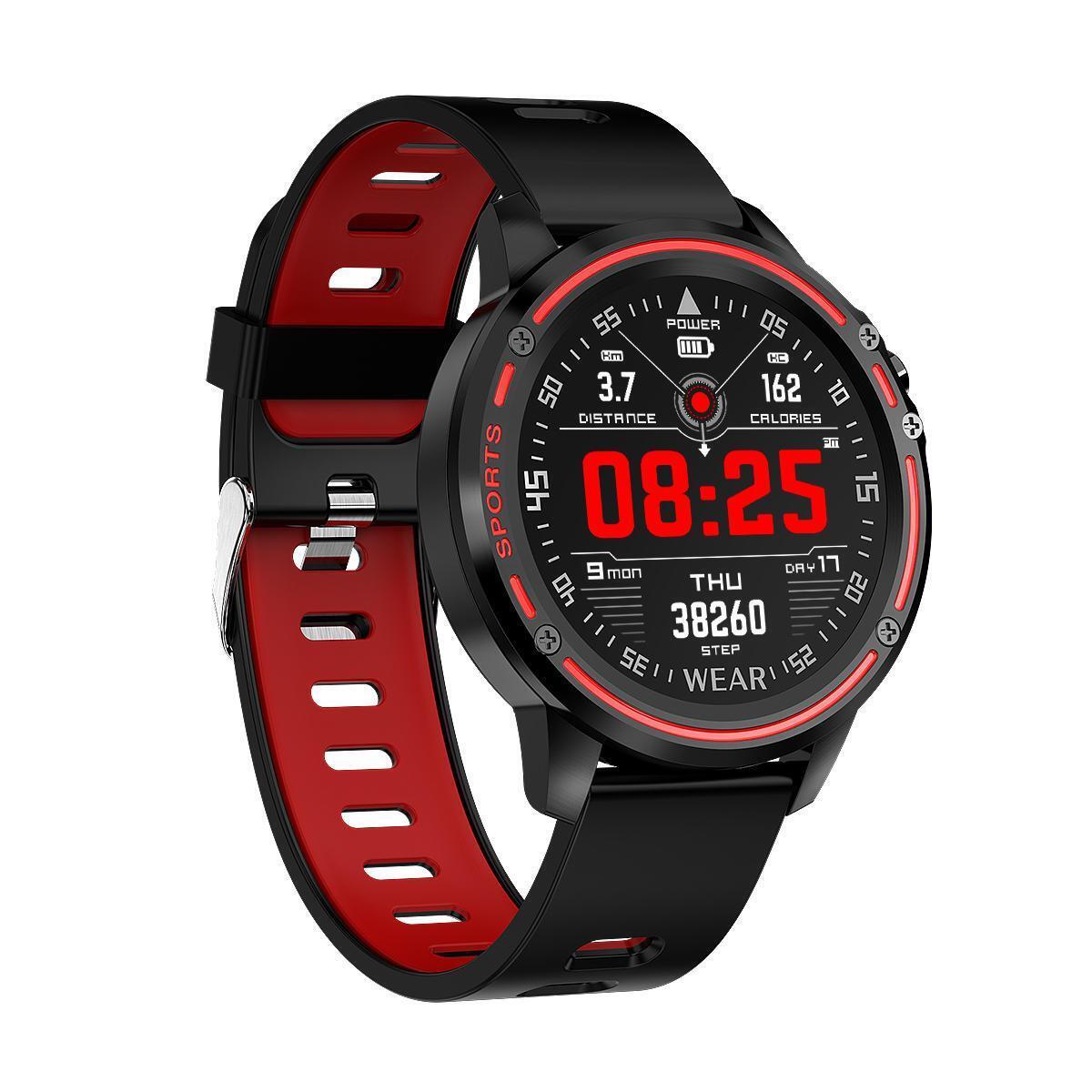 SmartWatch cu Bluetooth, monitorizarea ritmului cardiac, notificari, alarma, functii Fitness, Rosu