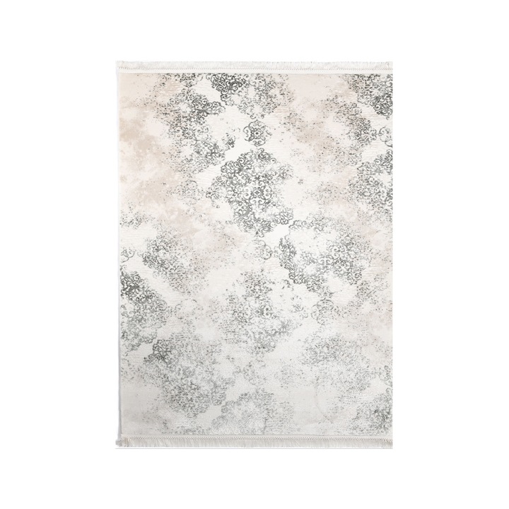 Covor din fibre acrilice, Colectie aysil, stil modern, model 2820C, culoare Gri/Crem 100 x 200 cm