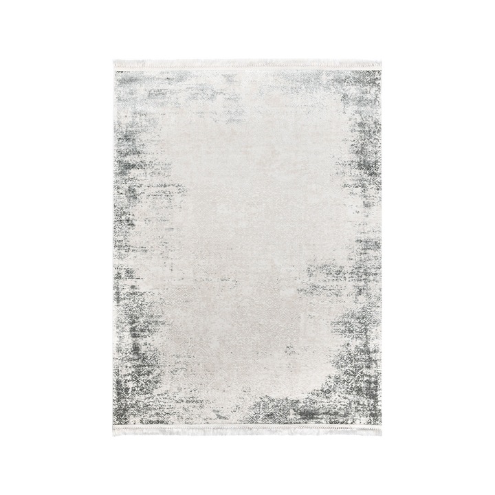 Covor din fibre acrilice, Colectie aysil, stil modern, model 2822C, culoare Gri/Crem 120 x 180 cm