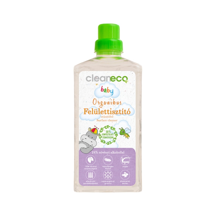 Бебешки органичен почистващ препарат Cleaneco с 24% алкохол, 1000мл