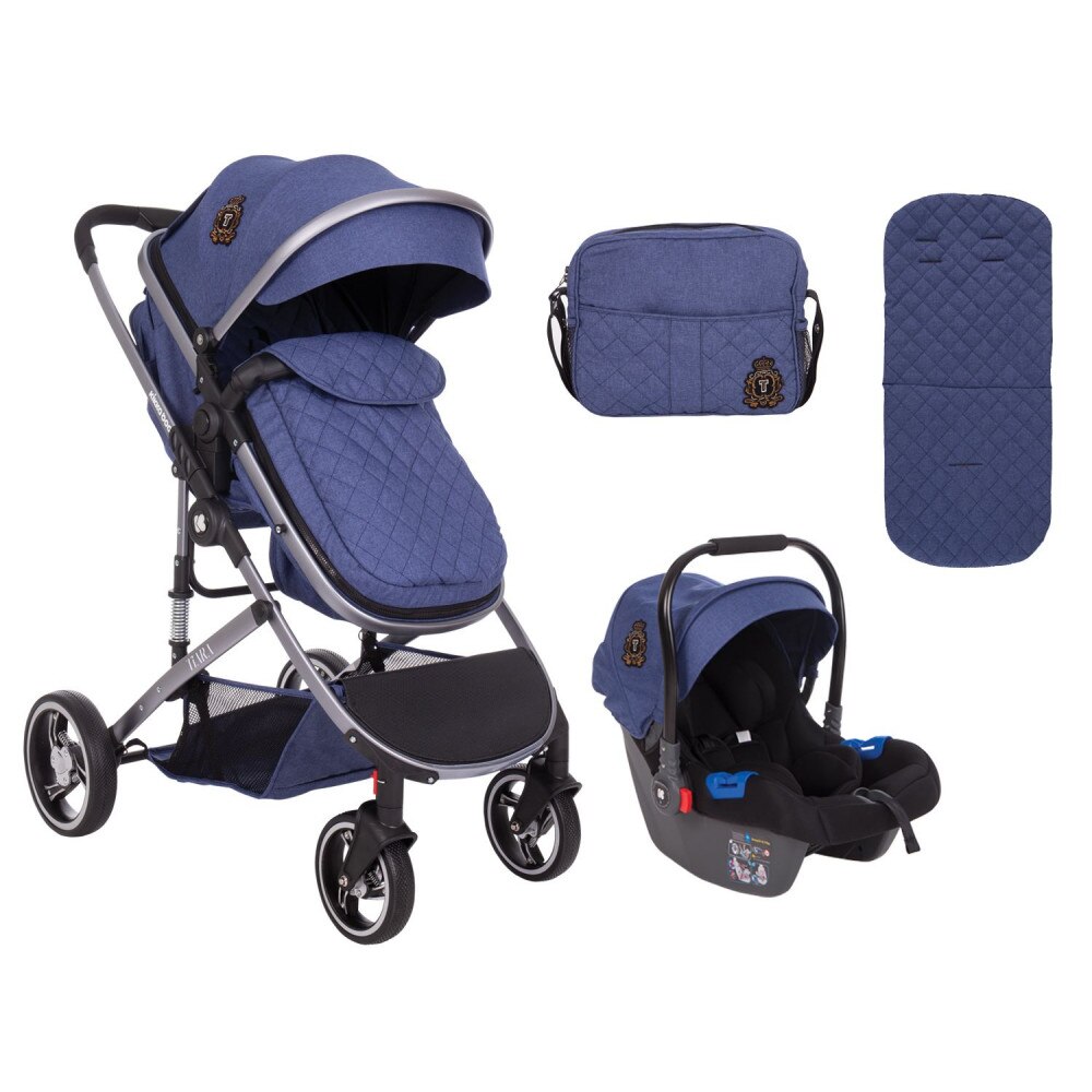 Carucior transformabil KikkaBoo 3 in 1 Tiara Dark Blue