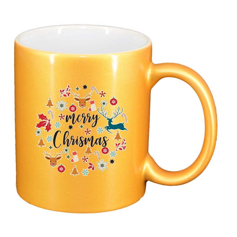 Cana Craciun Fericit / Merry Christmas, auriu sidefata, 330ml, D1527