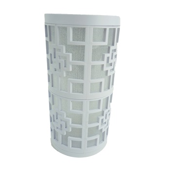 Veioza din PVC, LED, 22 cm, forma rotunda, Gri/Alb Veioza din PVC, LED, 22 cm, forma rotunda, Gri/Alb