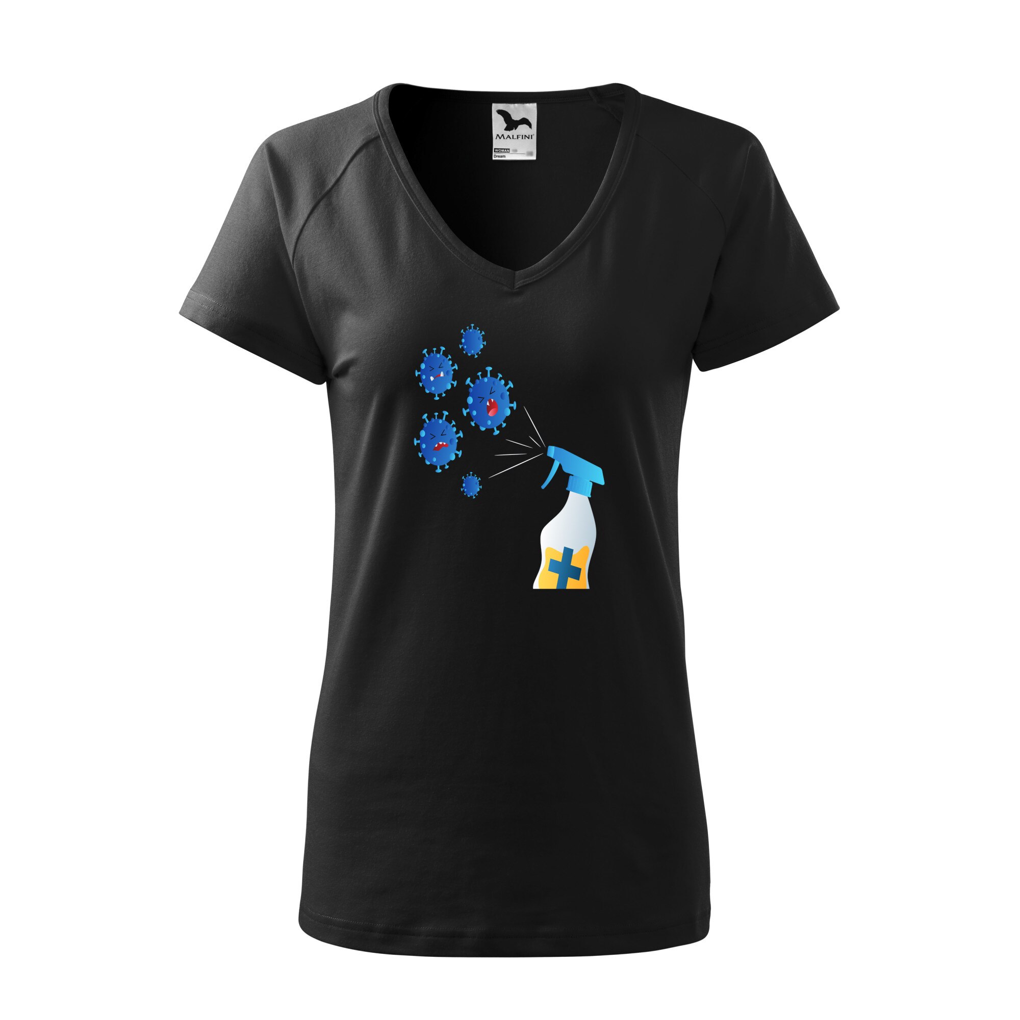 Tricou dama, Malfini, Kill Covid, Negru, S