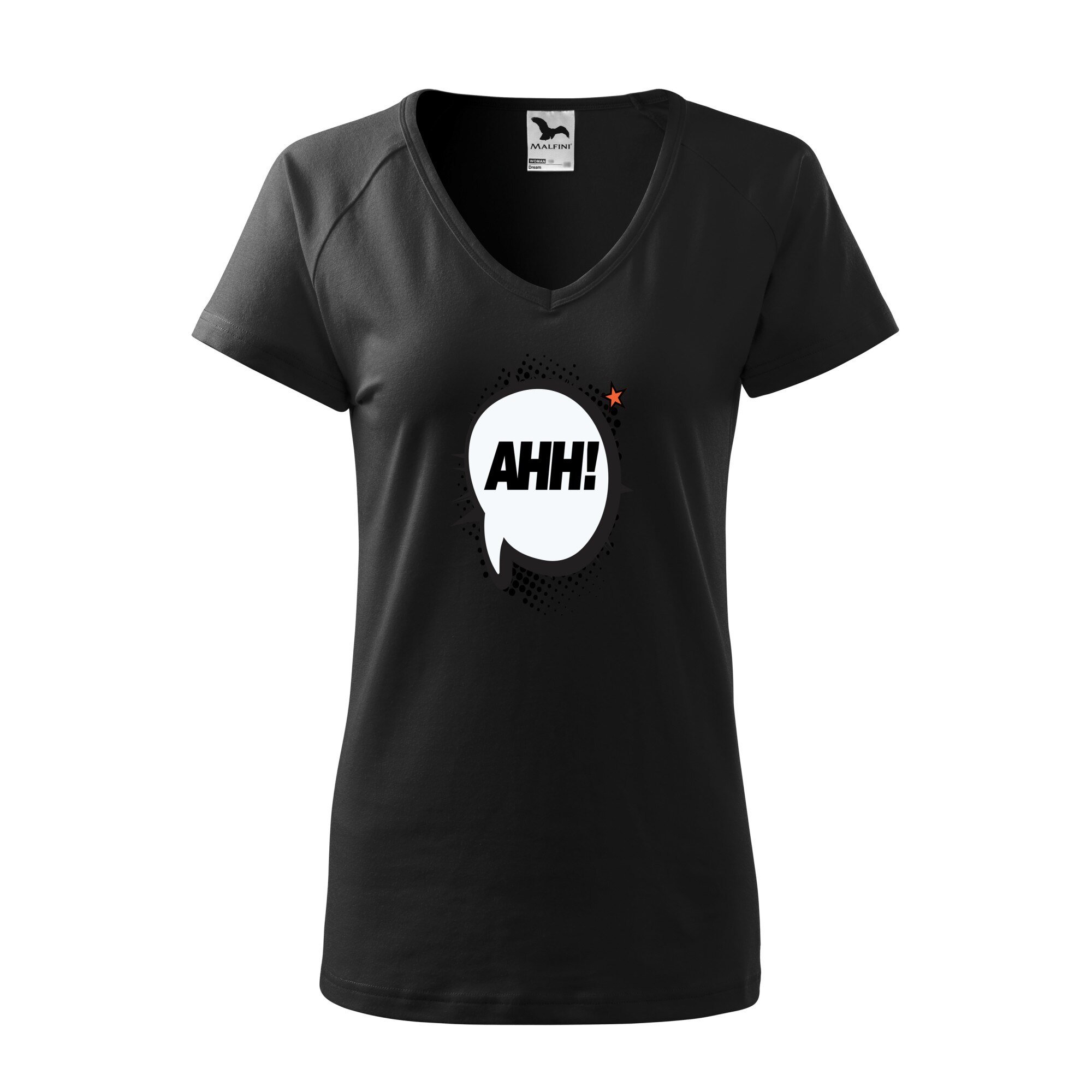 Tricou dama, Malfini, Comic Ahh, Negru, L