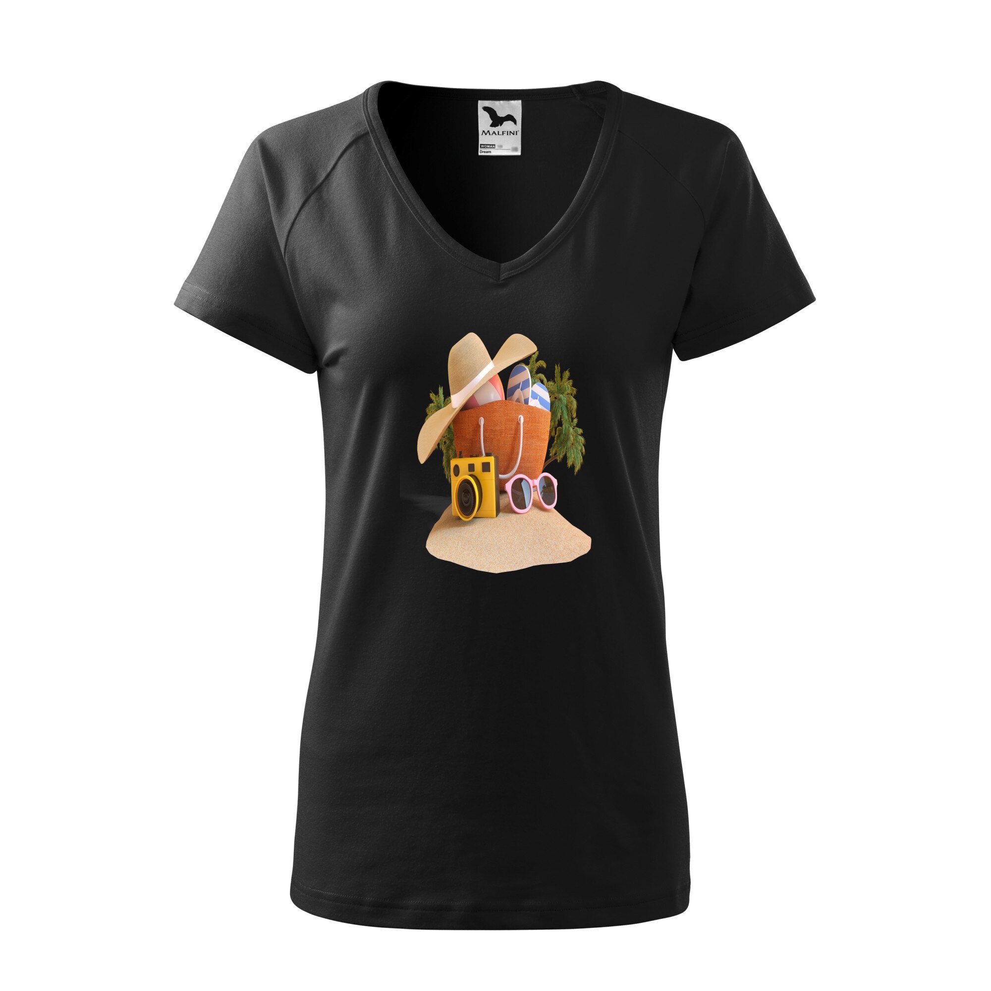 Tricou dama, Malfini, Beach Lover, Negru, L