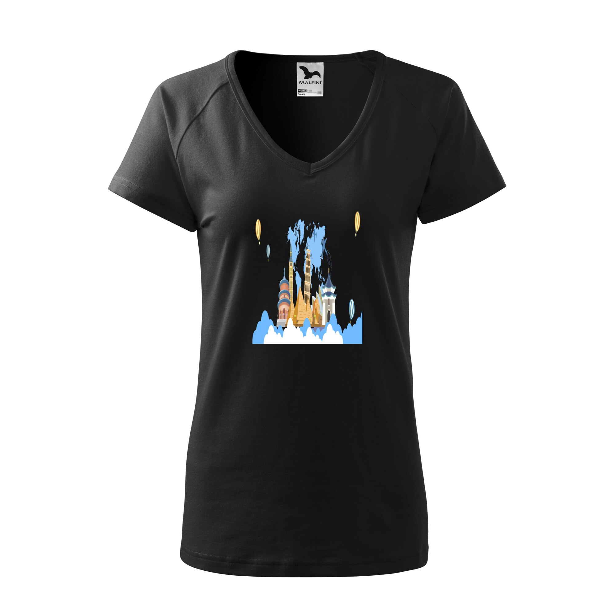 Tricou dama, Malfini, See the World, Negru, L