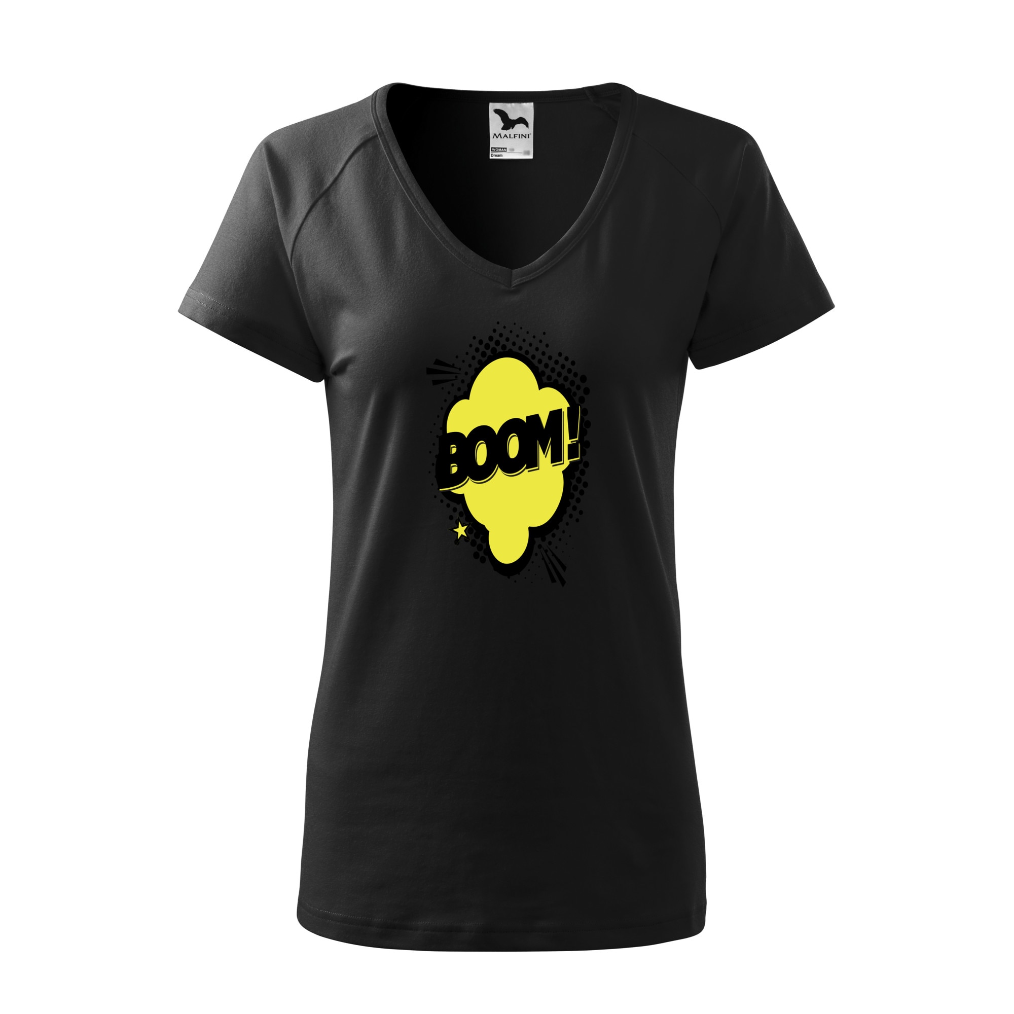 Tricou dama, Malfini, Comic Boom Explosion, Negru, M