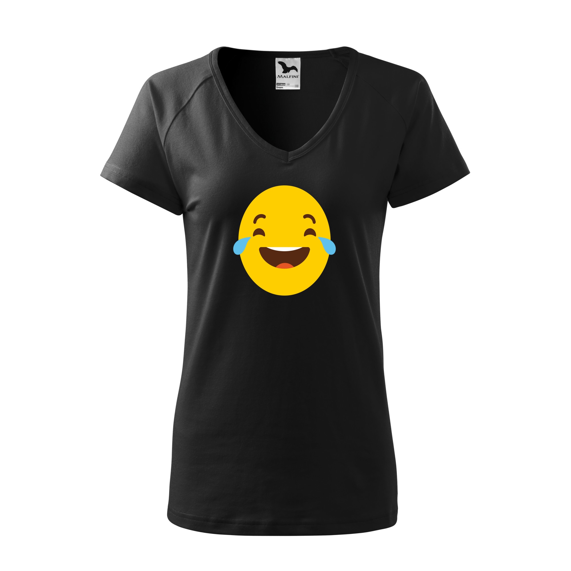 Tricou dama, Malfini, Emoji Laughing with Tears, Negru, L