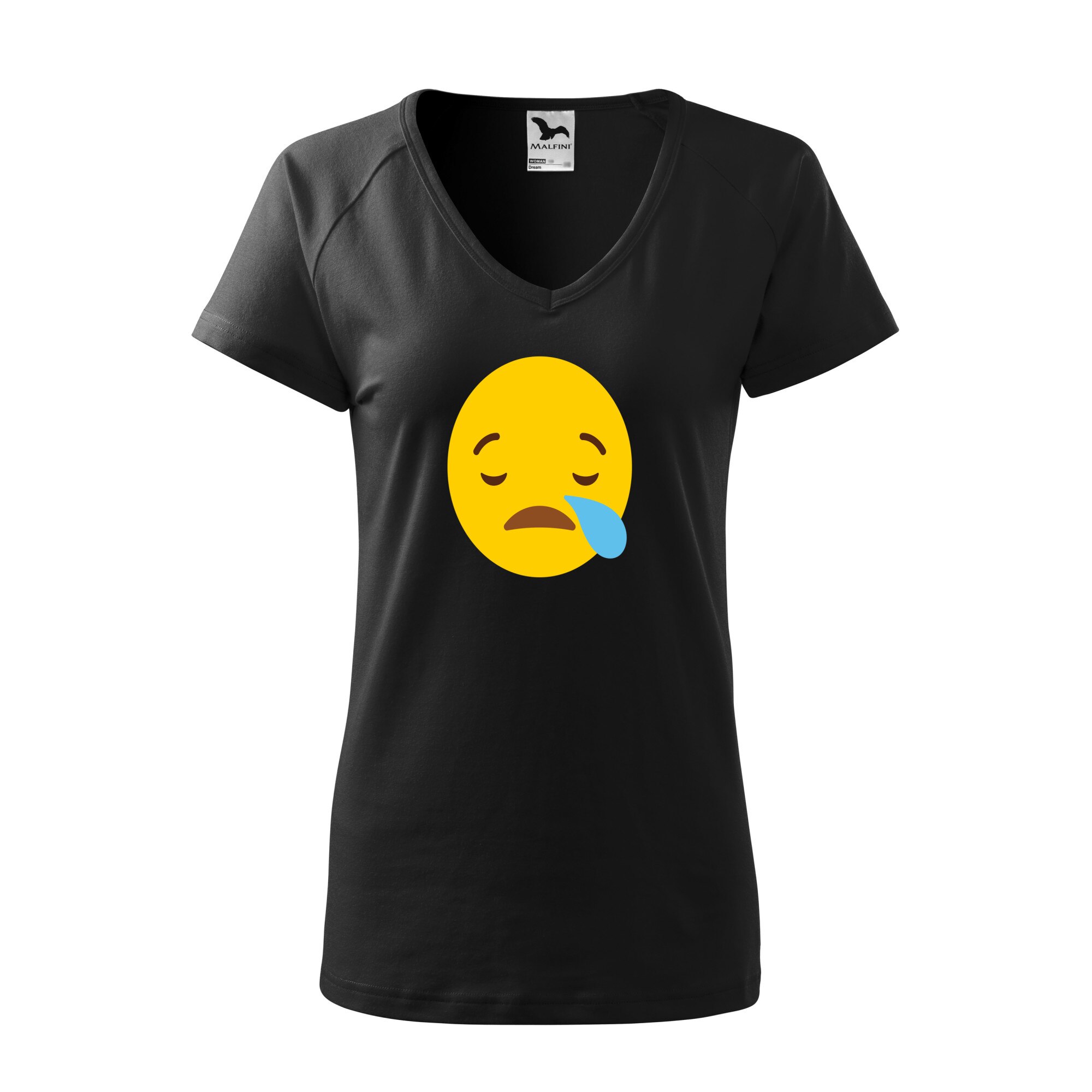 Tricou dama, Malfini, Emoji Sleeping with a Tear, Negru, L