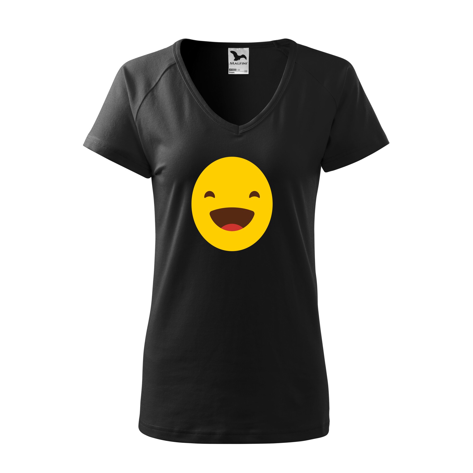 Tricou dama, Malfini, Emoji Smile Mouth Open, Negru, S