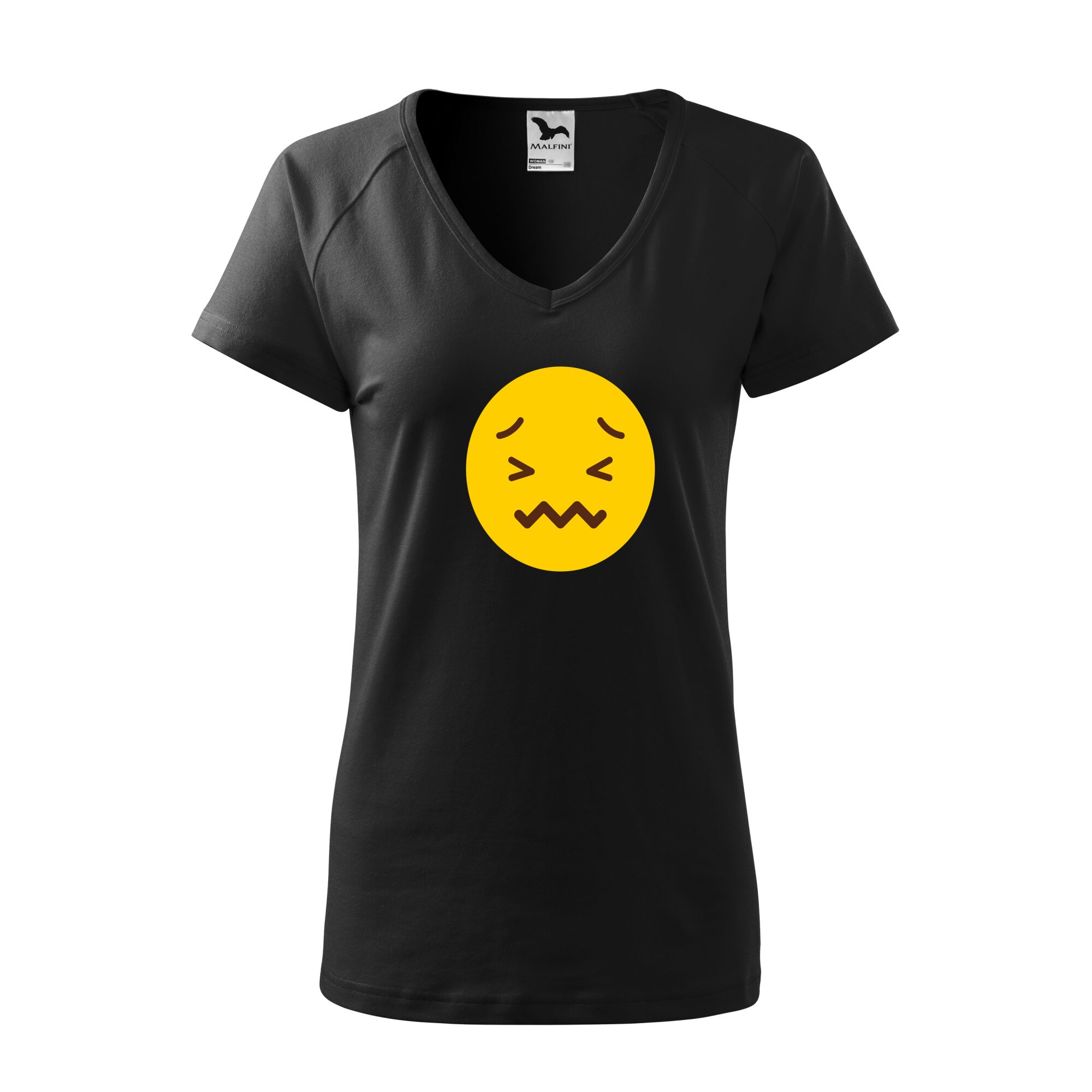 Tricou dama, Malfini, Emoji Not Feeling Good Face, Negru, L