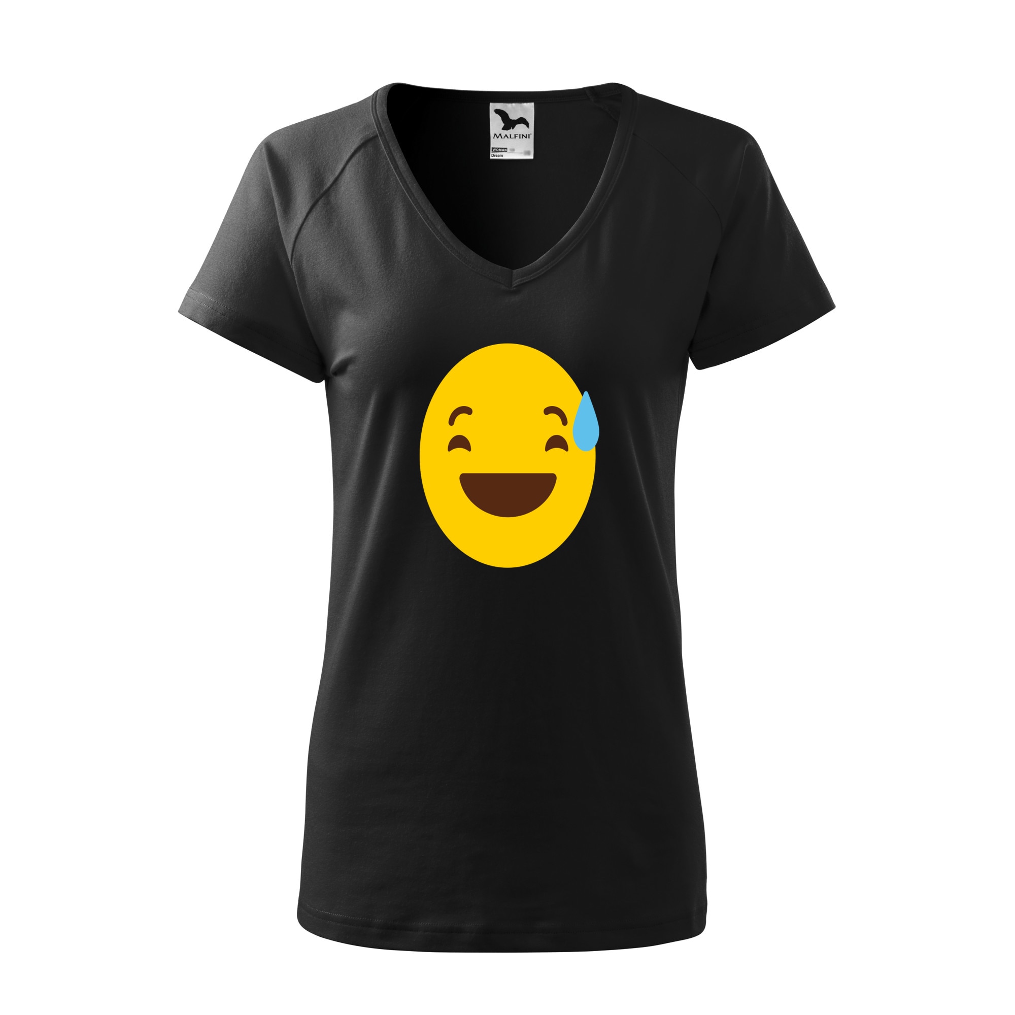 Tricou dama, Malfini, Emoji Feeling Weird Face, Negru, L