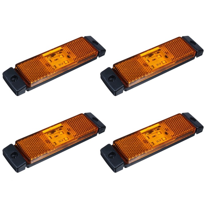 Set 4 lampi gabarit 130x32 cu 4 LED-uri, galbena, cu suport urechi, 12V