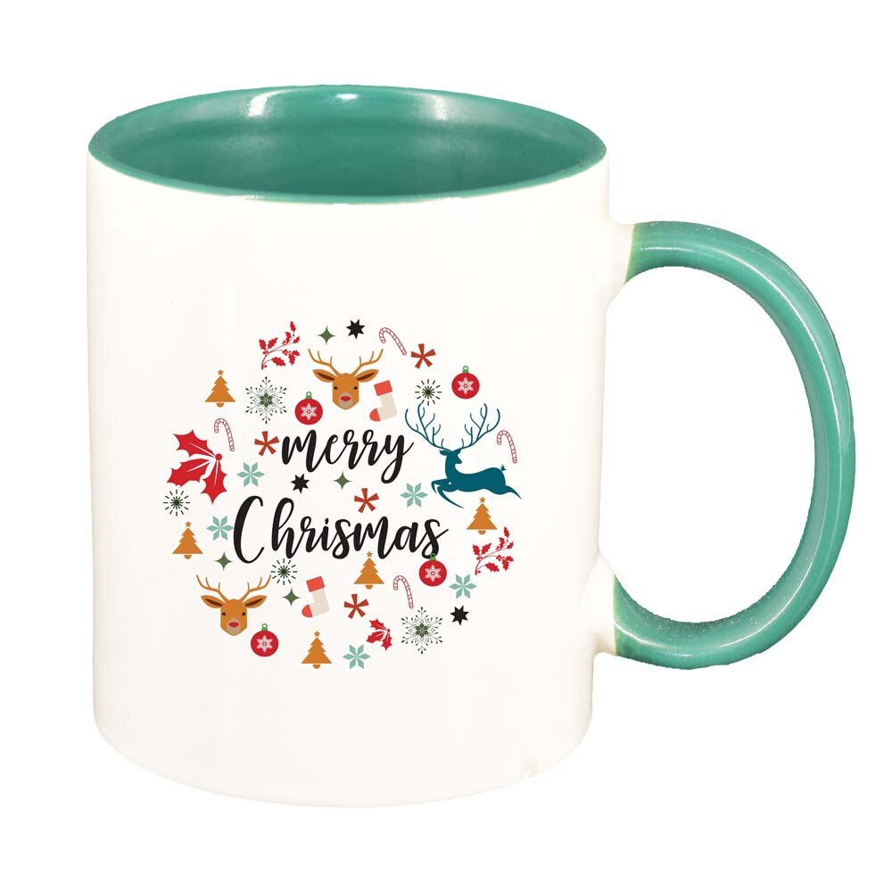 Cana Craciun Fericit / Merry Christmas, interior verde, 330ml, D1527